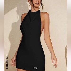 SHEIN Elegant Black Backless Dress